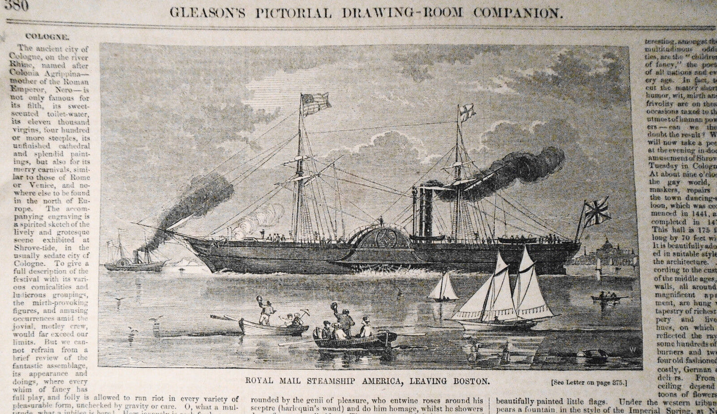 A Masquerade Scene At Cologne & Royal Mail Steamship America Leaving Boston 1854