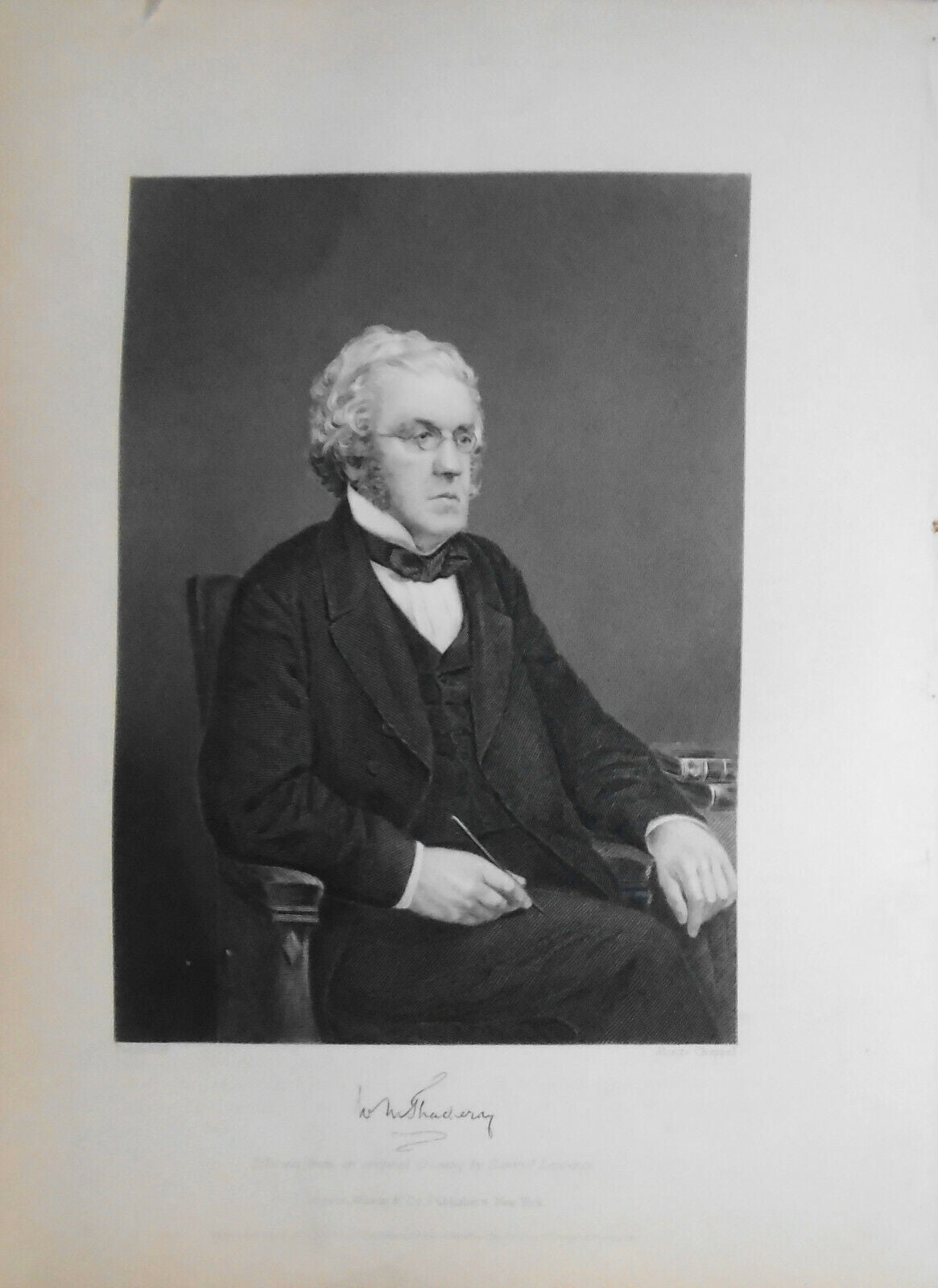 William Makepeace Thackeray steel engraving - 1873 - Duyckinck Portrait Gallery