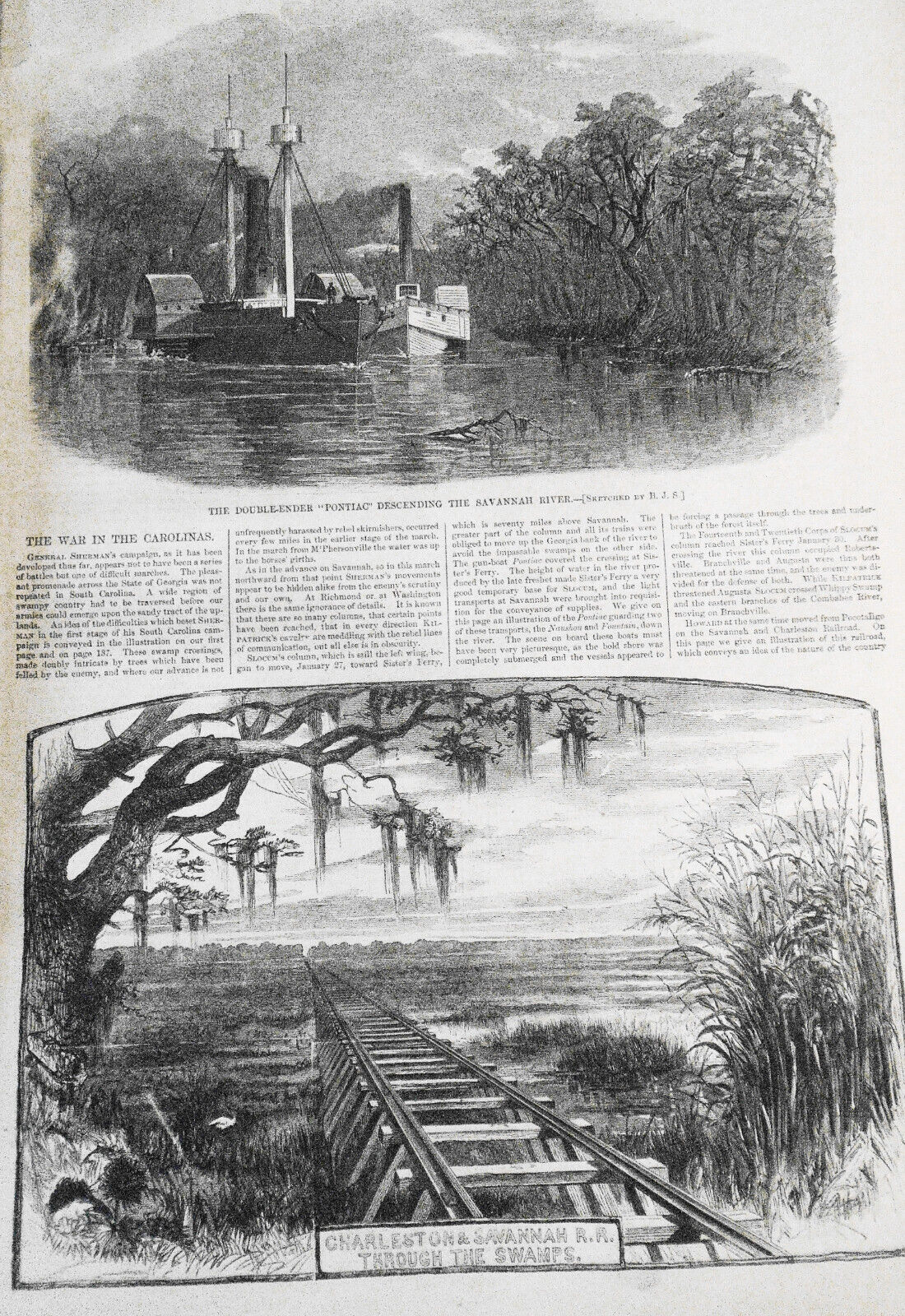 Sherman's march through South Carolina - Harper's Weekly 3/4/1865 Original issue