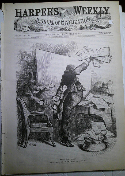 The Political Problem - The Law-Maker & Law-Breaker inseparable - Th. Nast 1876