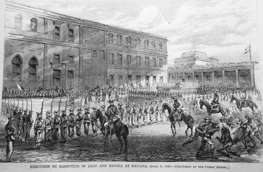 Execution by Garroting of  Leon and Medina at Havana Cuba - Harper's Weekly 1869