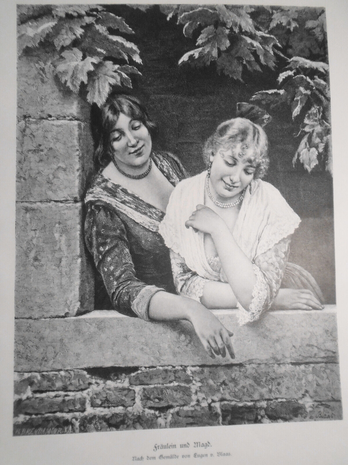 Fraulein und Magd, by Eugen von Blaas  --  1884 Original print
