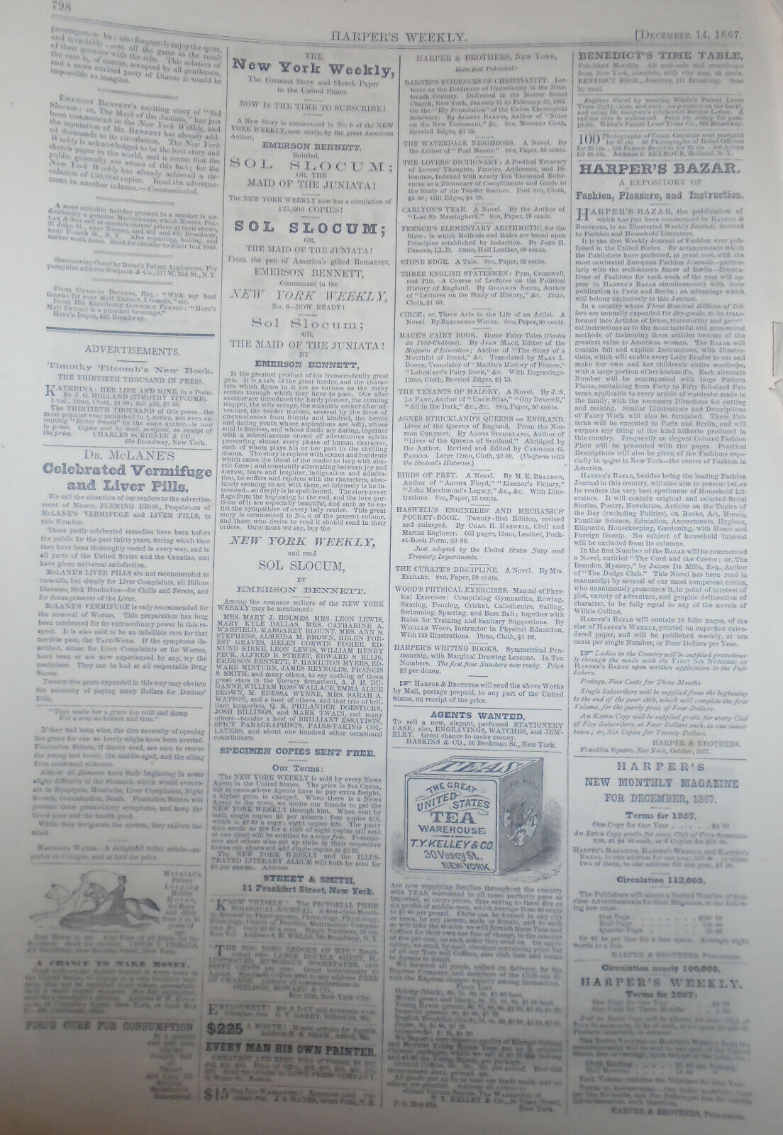 Plymouth Rock, Harper's Weekly, December 14, 1867 - Original, Story & 2 Prints