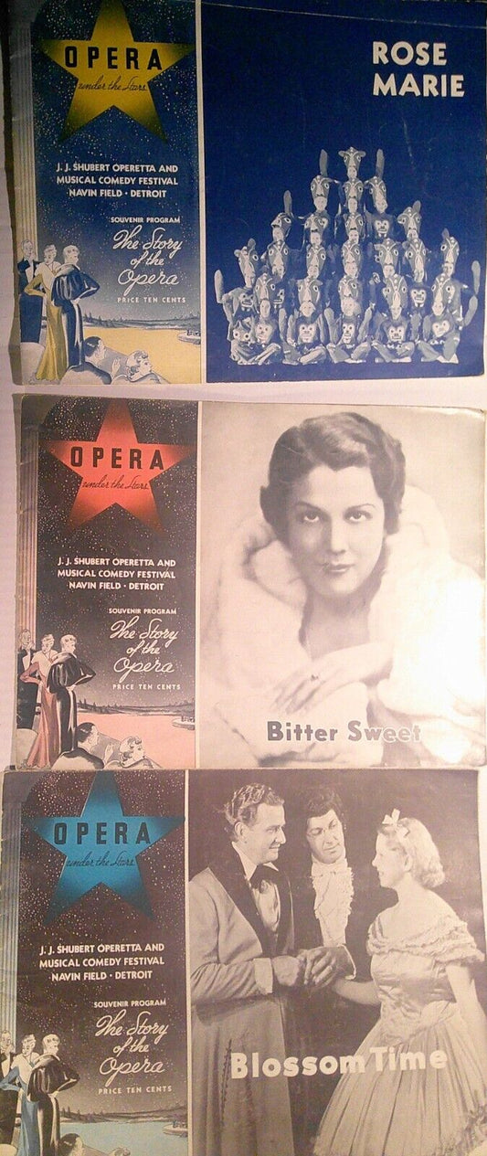1935 Opera Under The Stars - 3 Programs: Rose Marie, Blossom Time, Bittersweet
