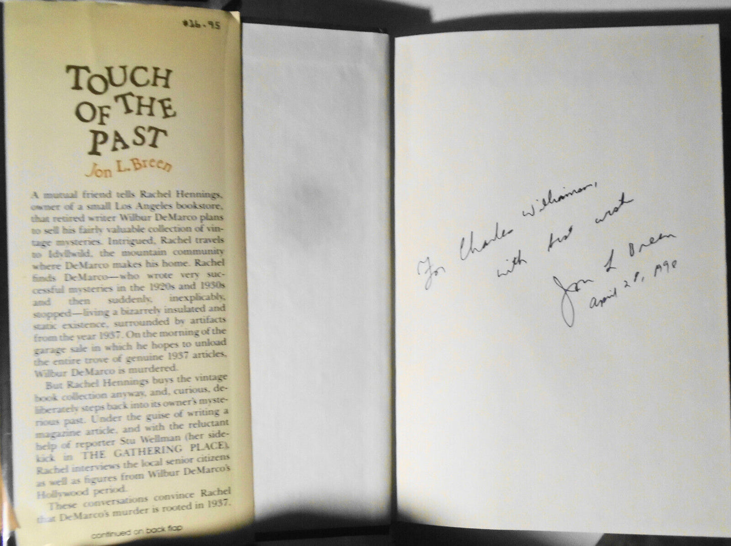 Touch of the Past, by Jon L. Breen - SIGNED First edition, 1988. HC/DJ Fine/Fine