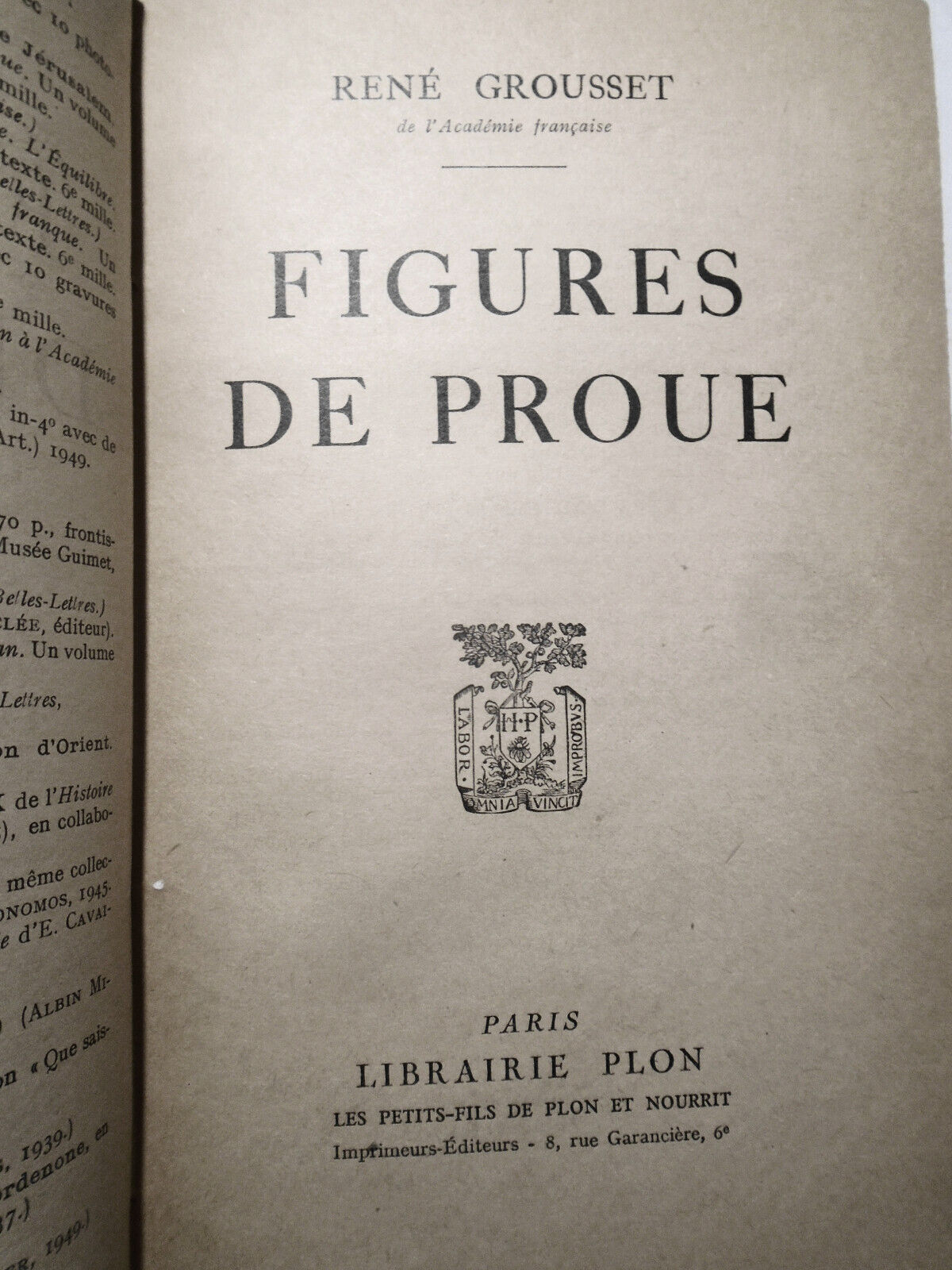Figures de proue, par René Grousset - 1949