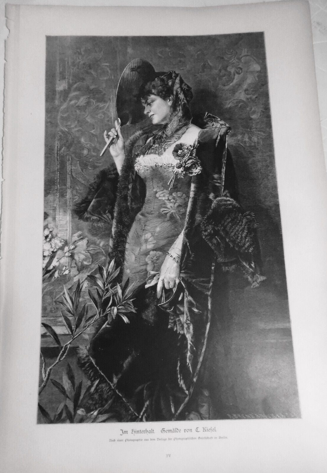Im Hinterhalt, von C. Kiesel   --  1886 - Original antique print