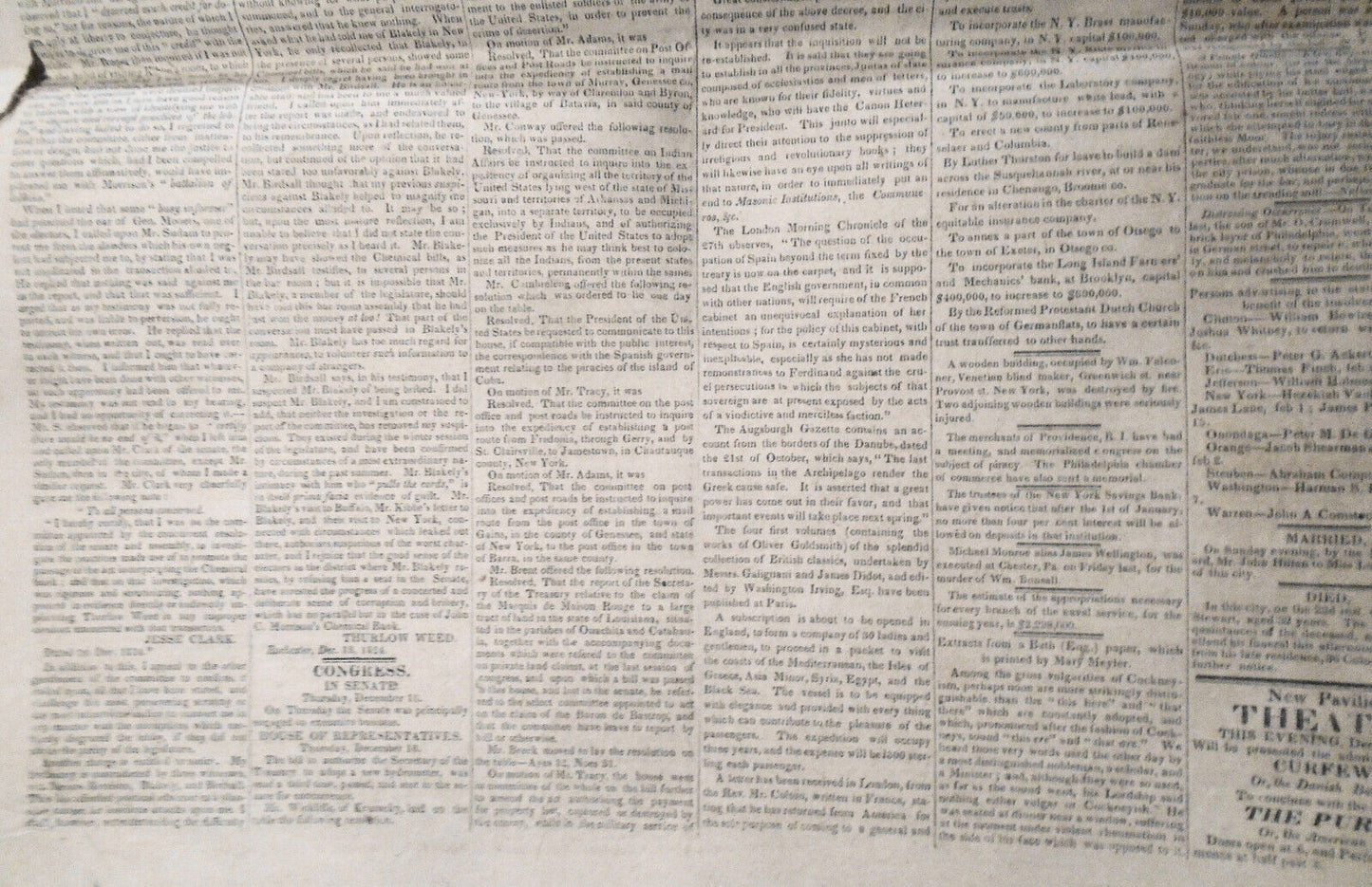 Albany Daily Advertiser, December 25, 1824 - Lafayette's family, "Female Othello