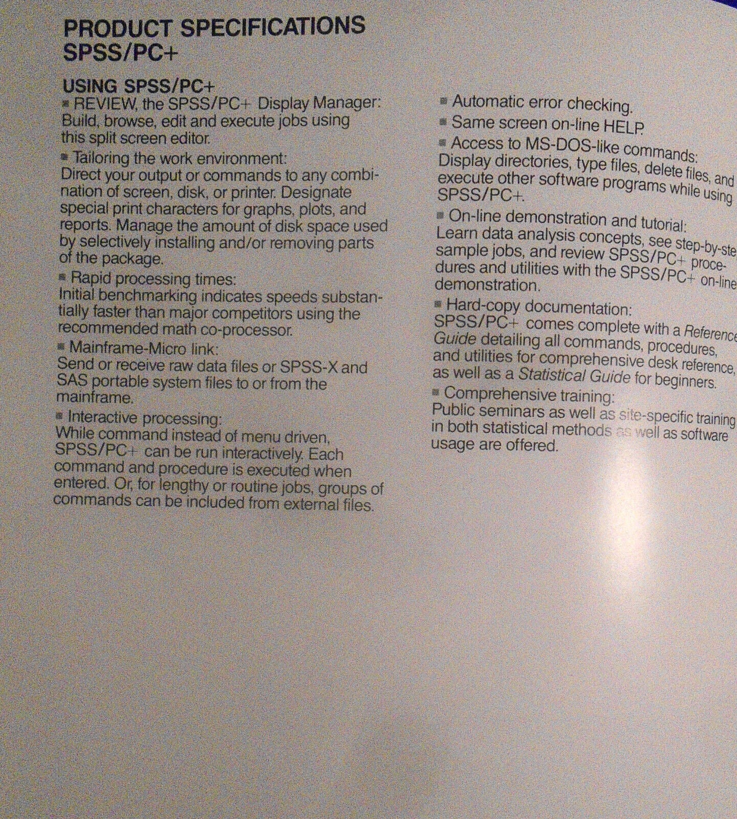 SPSS/PC+ Statistics "Make Stat Magic" brochure - [IBM PC data analysis software]