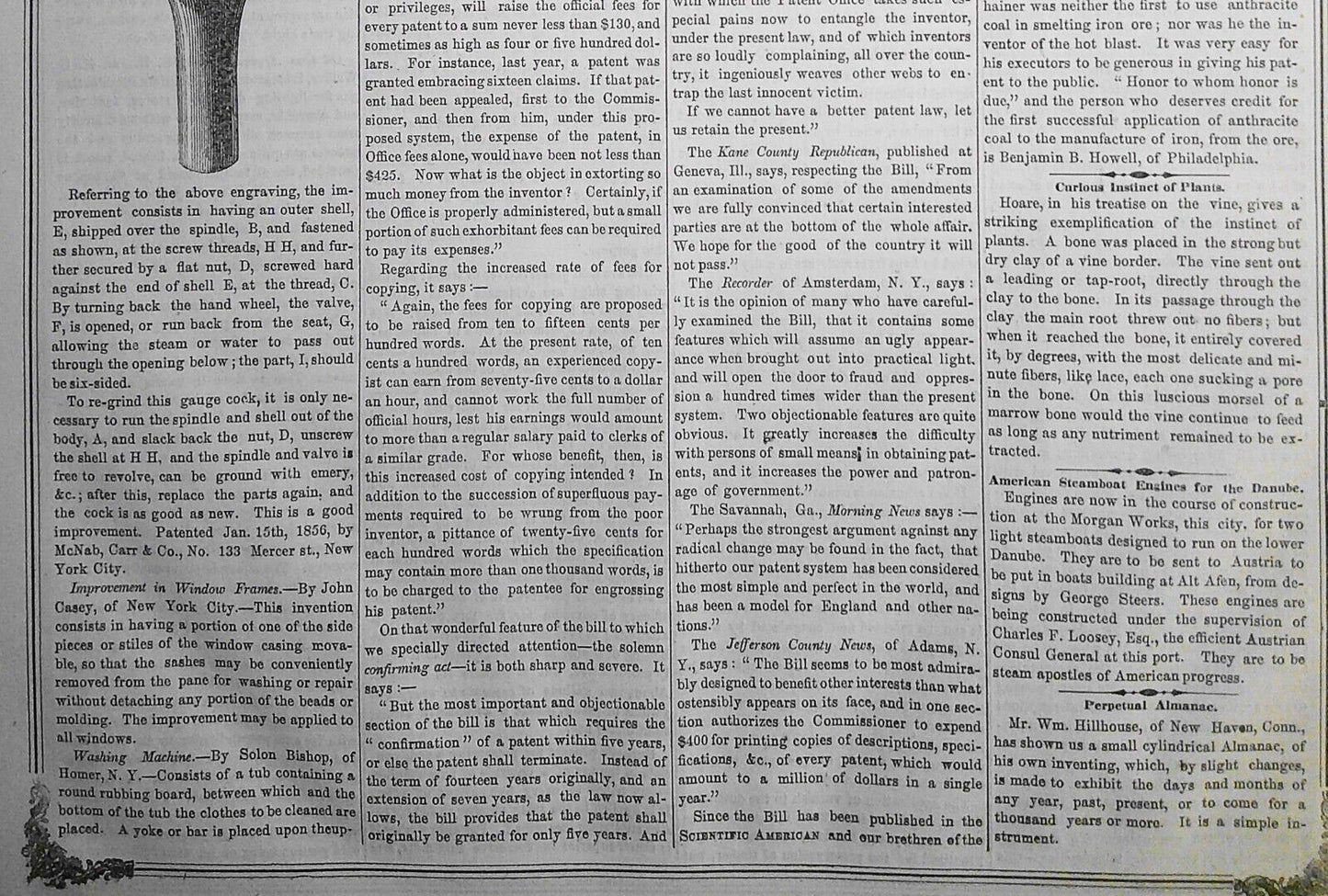 Scientific American, June 14, 1856. Foucault - Motion and Heat; Ballooning, etc