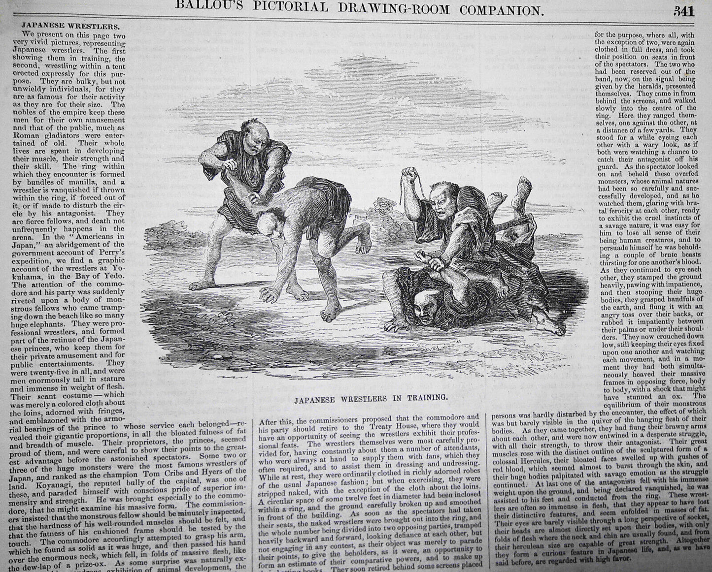 Ballou's Pictorial May 30, 1857.  Japanese Wrestlers; Shakespeare Wrestling, etc