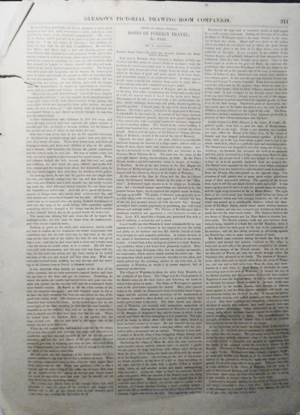 Caldwell Village, New York - Gleason's Pictorial, 1852. Original, Story & Print