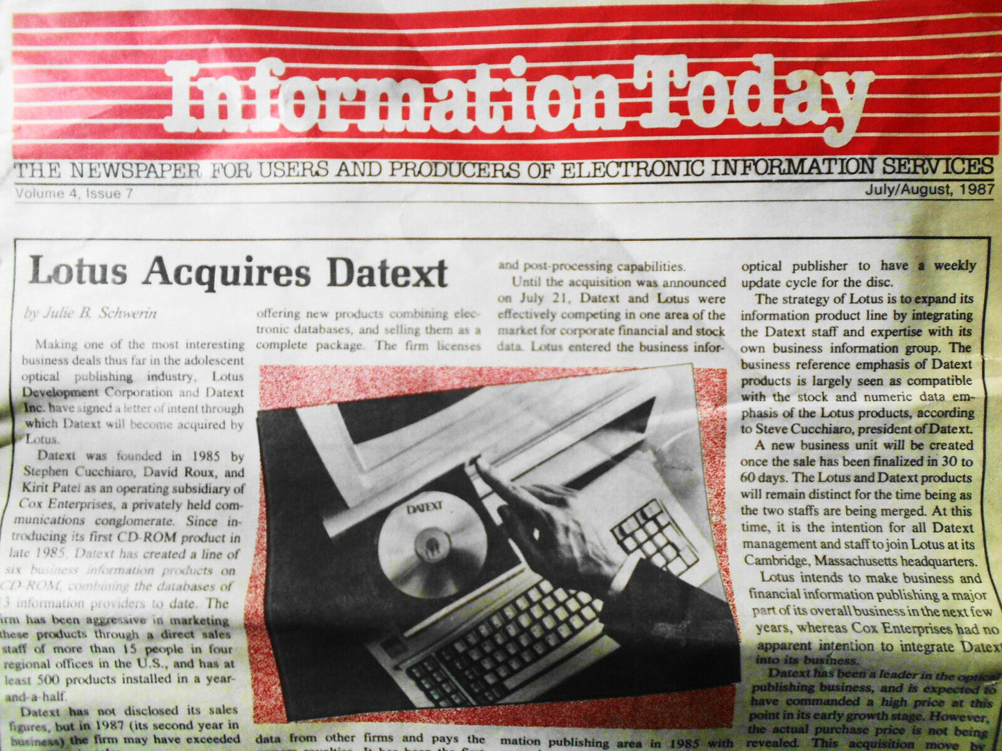 Information Today, July/Aug 1987 - for users of Electronic Information services