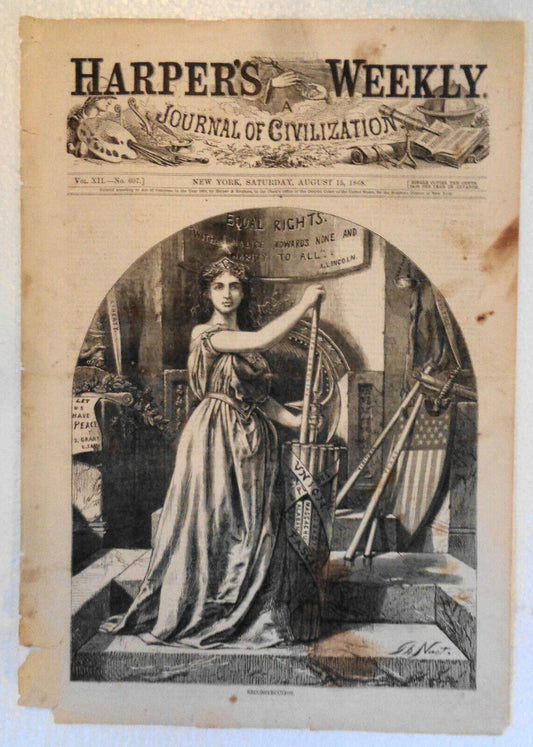 Thomas Nast "Reconstruction" August 15, 1868 original Harper's Weekly print