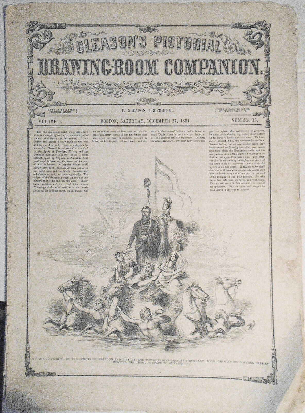 Gleason's Pictorial - December 27, 1851. Much on Kossuth