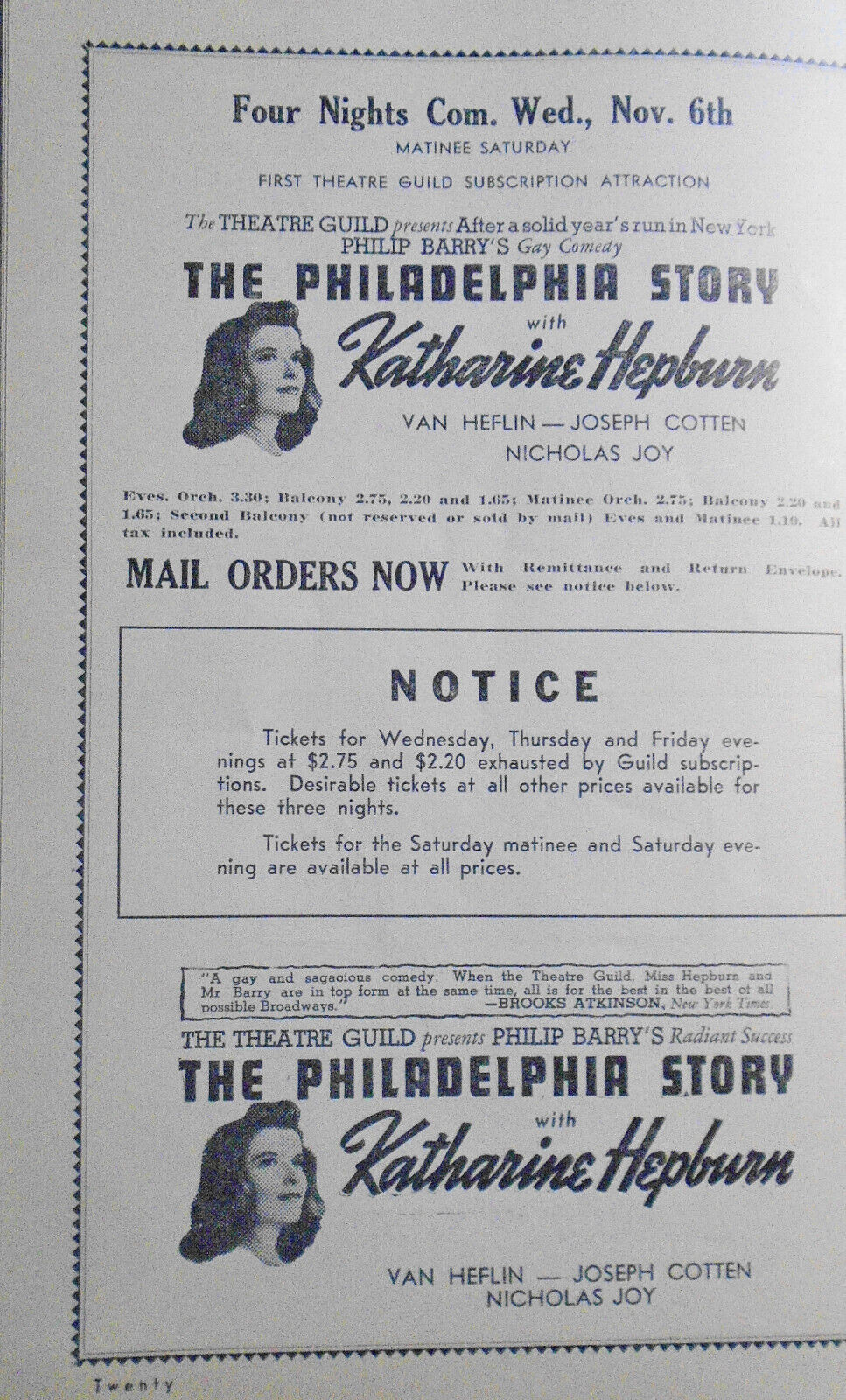 1940 Gertrude Lawrence in Skylark - Hartman Theatre, Ohio + Katharine Hepburn...