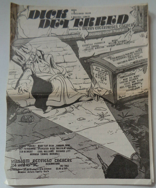 DICK DETERRED - 1982 PROGRAM - WILLIAM REDFIELD THEATRE, Off-Broadway, NYC.