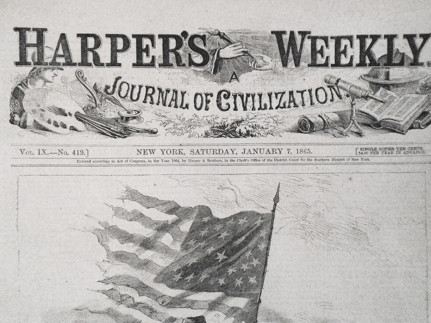Harper's Weekly January 7, 1865. Complete Original issue. Sherman takes Georgia.