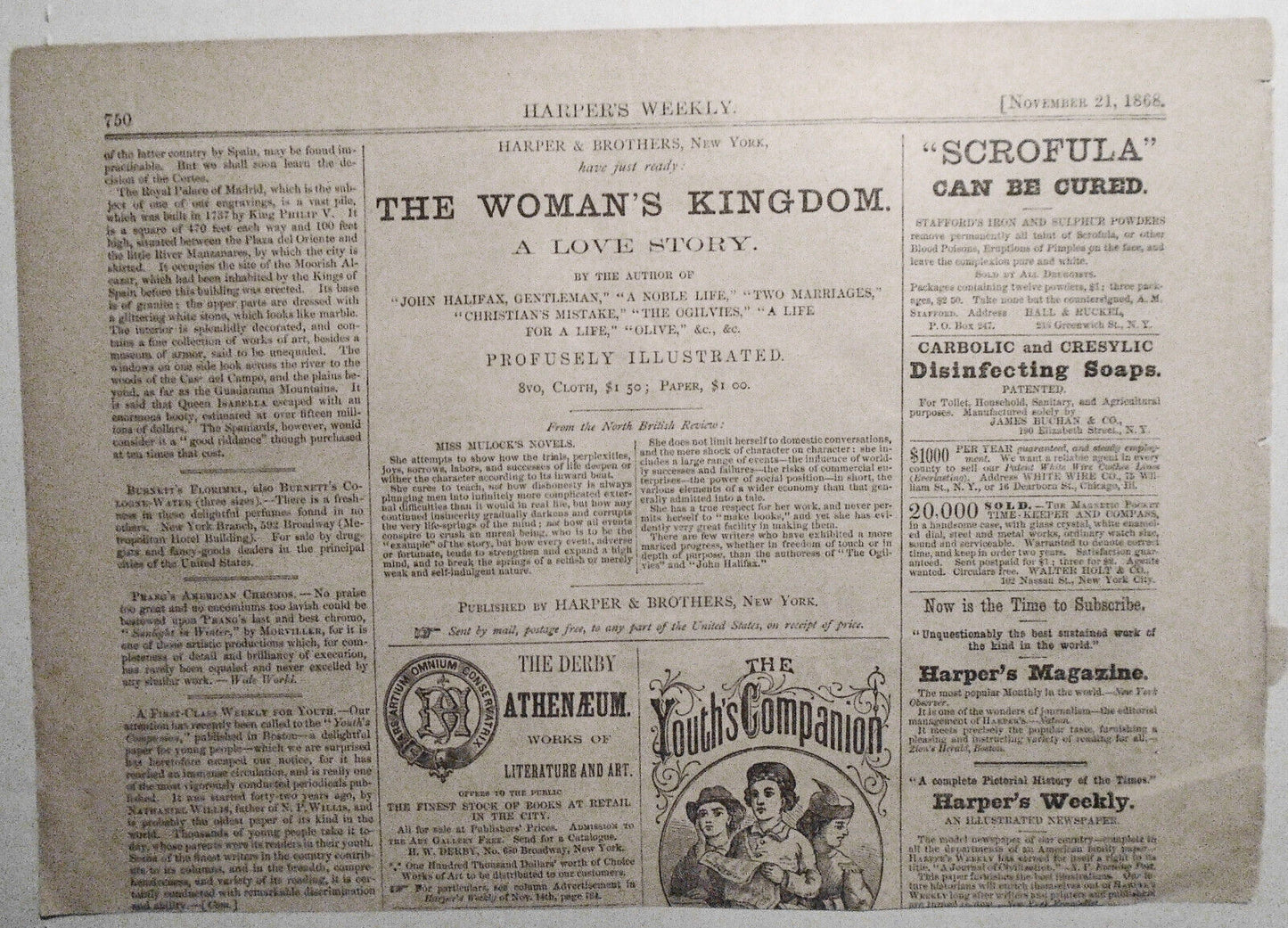 The Revolution In Spain, the Royal Palace Madrid - Harper's Weekly 1868 original