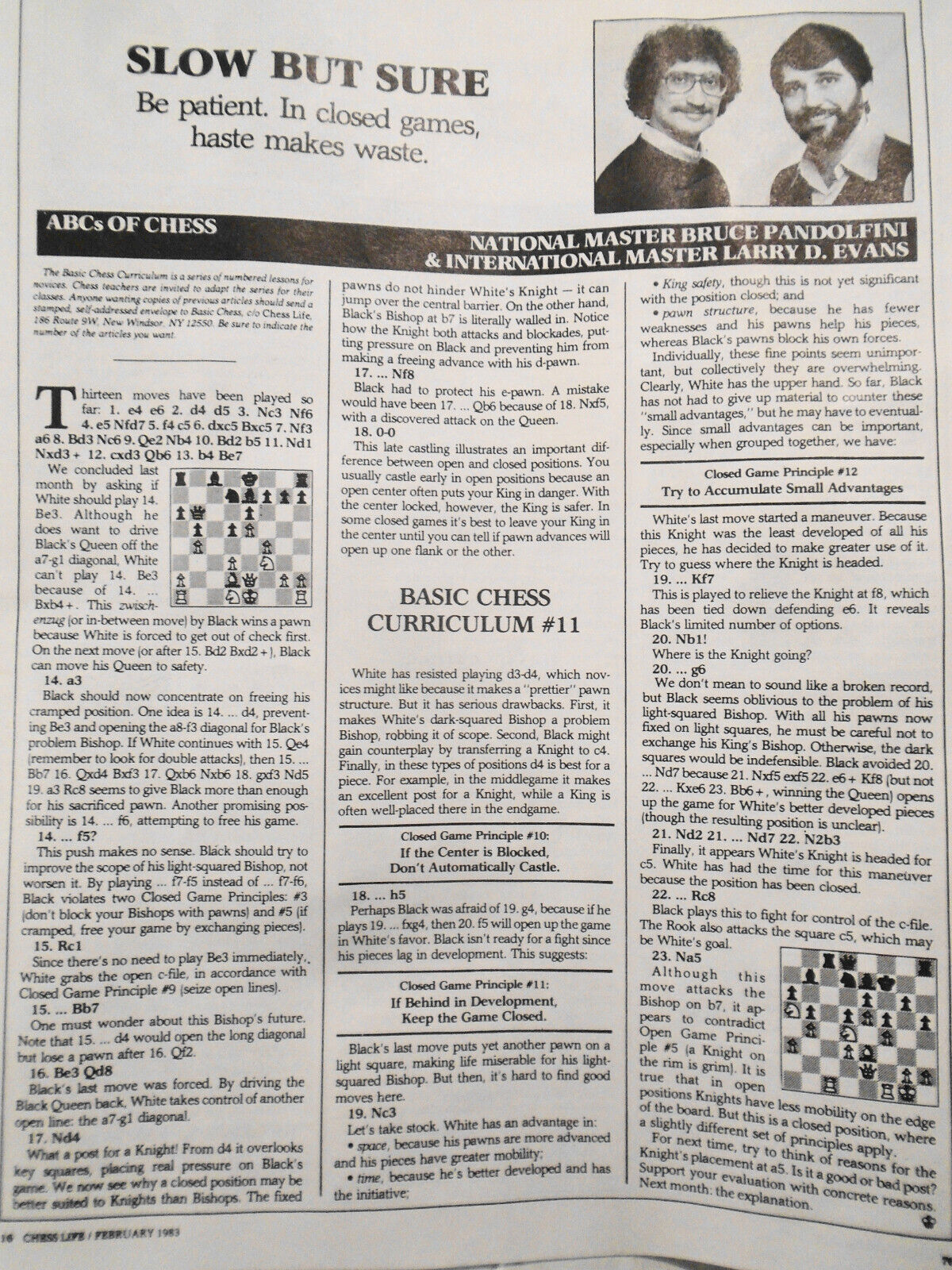 Basic Chess Curriculum by Bruce Pandolfini & Larry Evans 1983. 12 1-page lessons