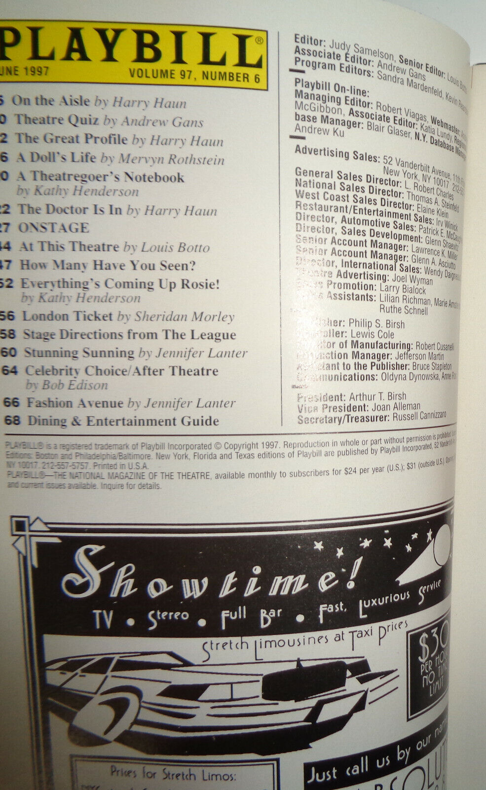CANDIDE -Sondheim PLAYBILL -JUNE 1997 + insert DR VOLTAIRE'S MARVELLOUS GLOSSARY