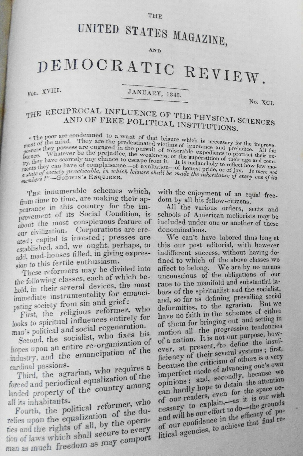 The United States Magazine and Democratic Review, Jan 1846 - Nathaniel Hawthorne