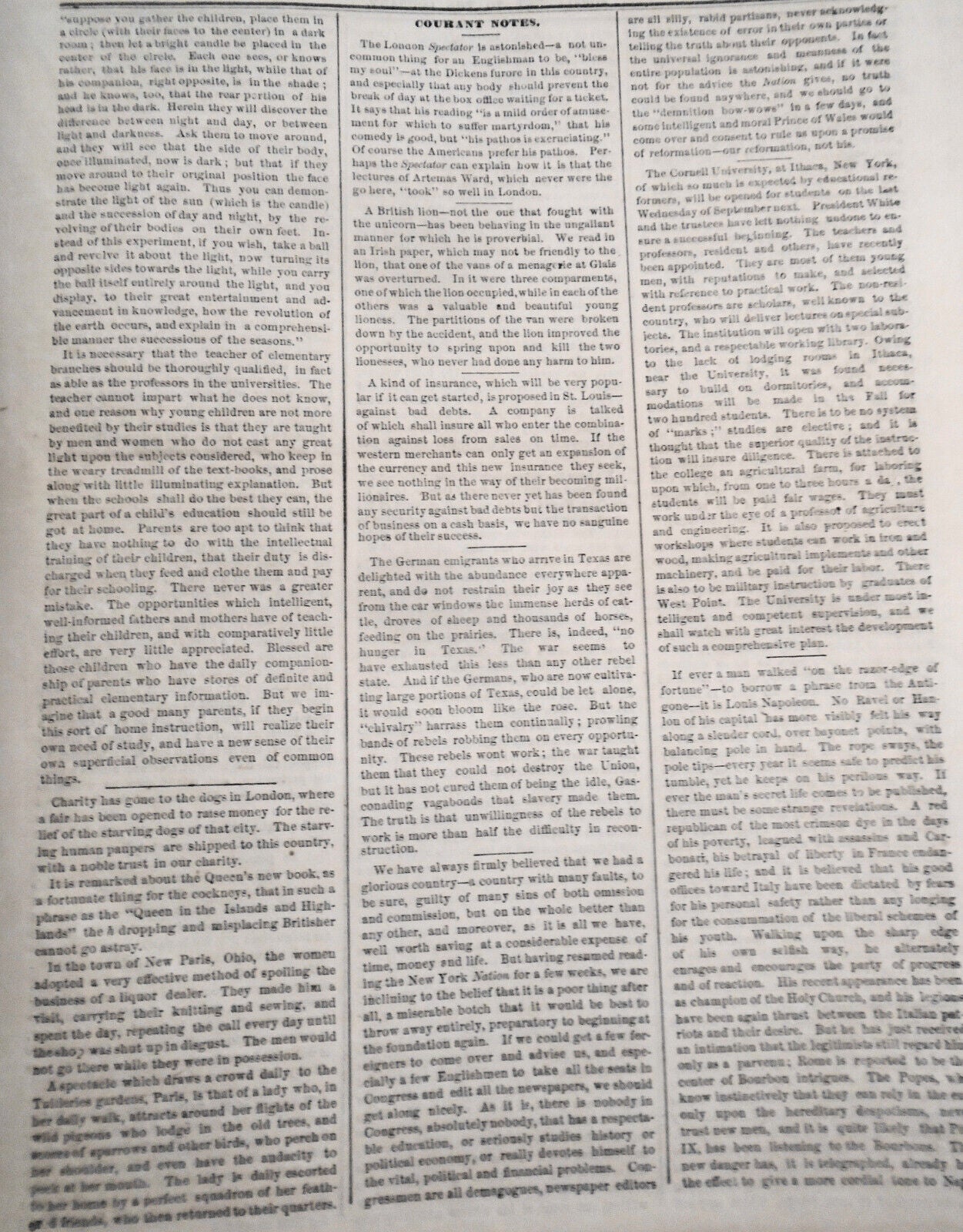 "Ole Bull in America" - Supplement To Connecticut Courant, February 22, 1868