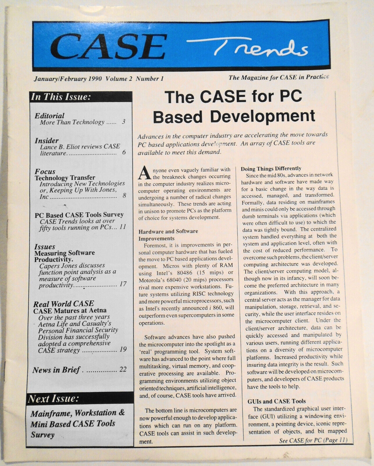 CASE Trends Jan/Feb 1990  - Magazine for Computer-aided software engineering