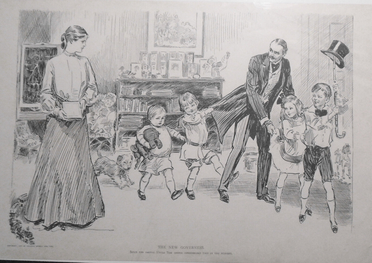 The New Governess, by Charles Dana Gibson. 1904. Collier's Weekly. Original.