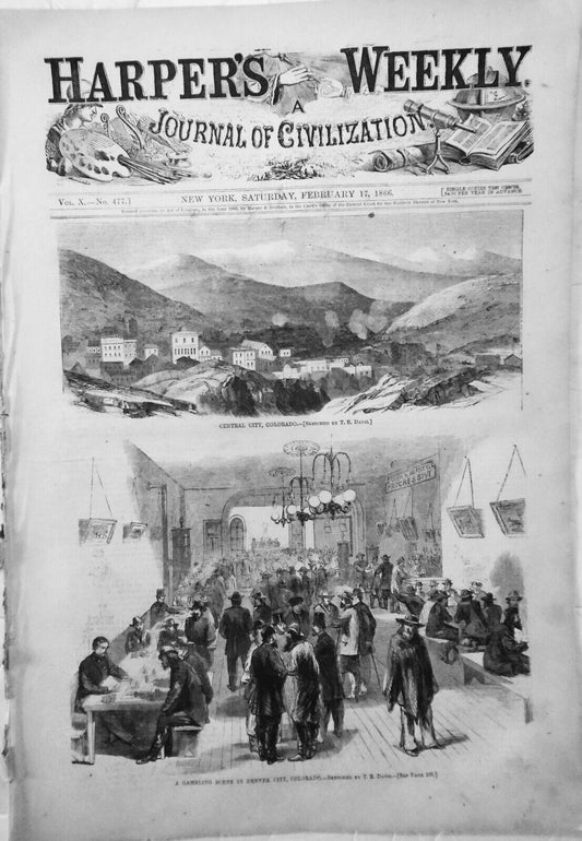 Harper's Weekly February 17,  1866 - 13th Amendment ending slavery; Civil Rights