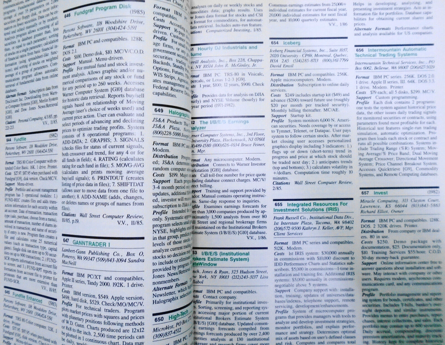 Fortune Investment Information Directory: Stocks, Bonds, Funds, and Options 1986