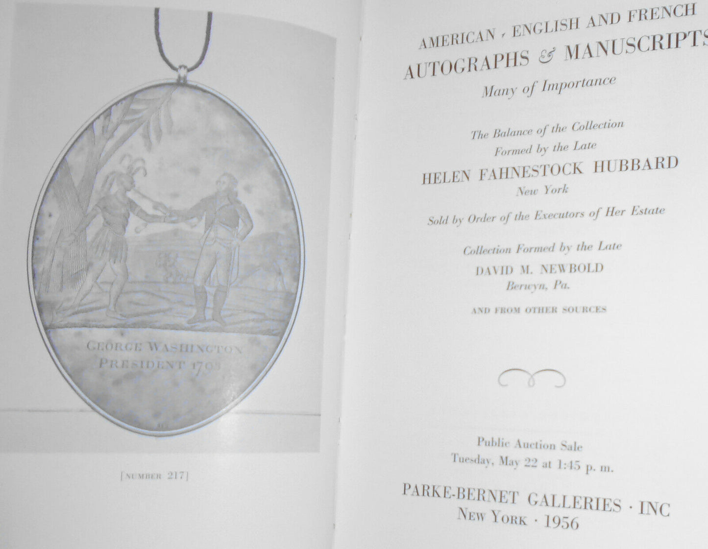 American English French Autographs Ms Helen Fahnestock Hubbard Parke-Bernet 1956