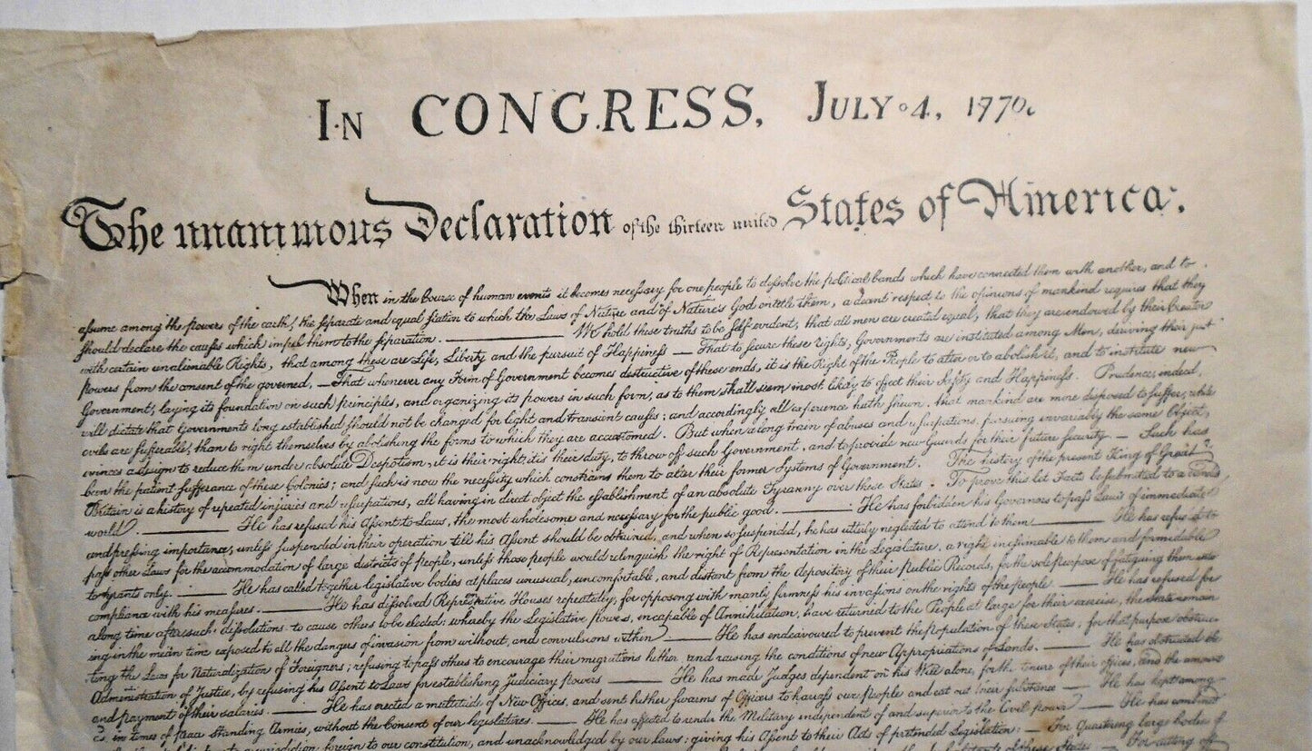 Declaration of Independence, ca. 1900. 11.75" x 9.75".