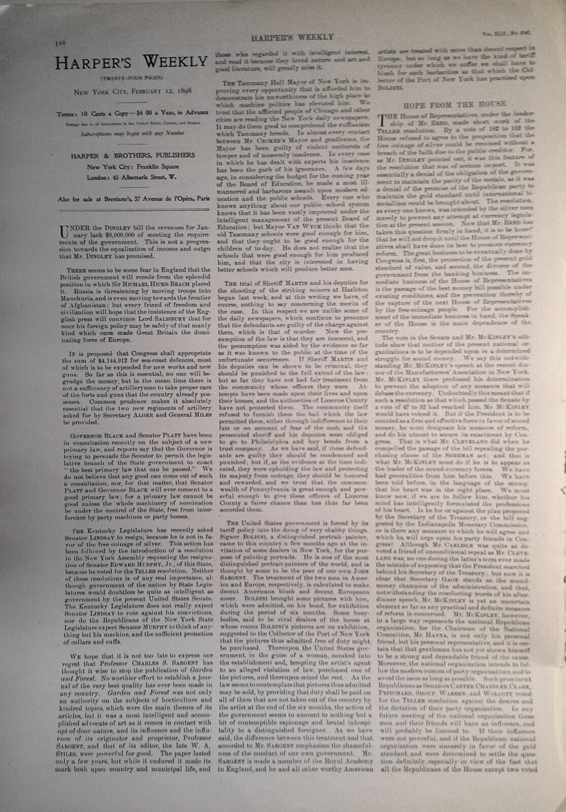 The Blizzard In Boston  - Electricity fatal for horses - Harper's Weekly 1898