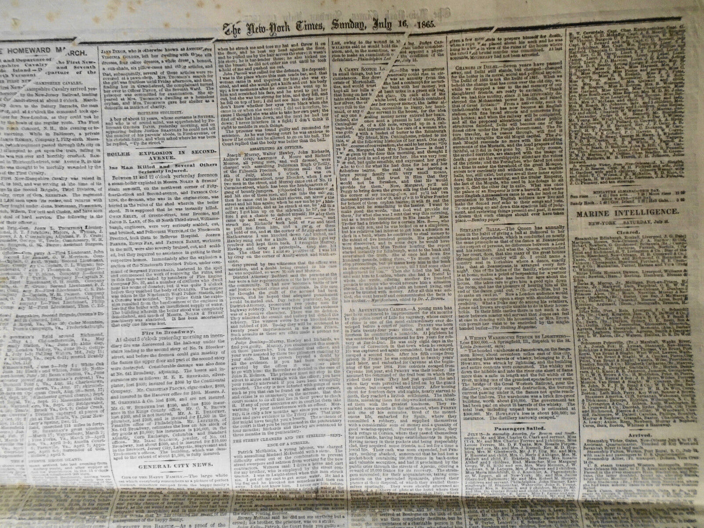 The New York Times, Sunday July 16, 1865. Civil War; Miss Harris Insanity Trial