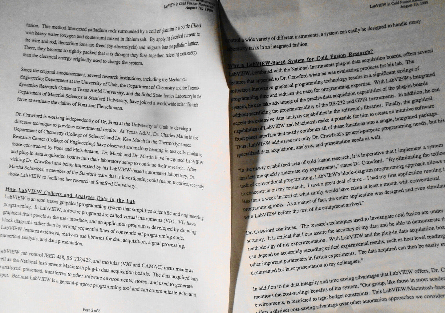 1989 Cold Fusion Resarch at University of Utah - 2 original Press releases