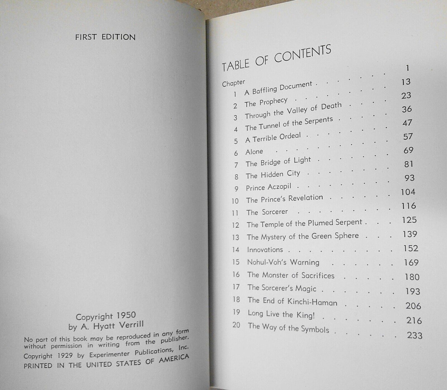 A. Hyatt Verrill - The Bridge of Light - First Edition, 1950. Hardcover/DJ