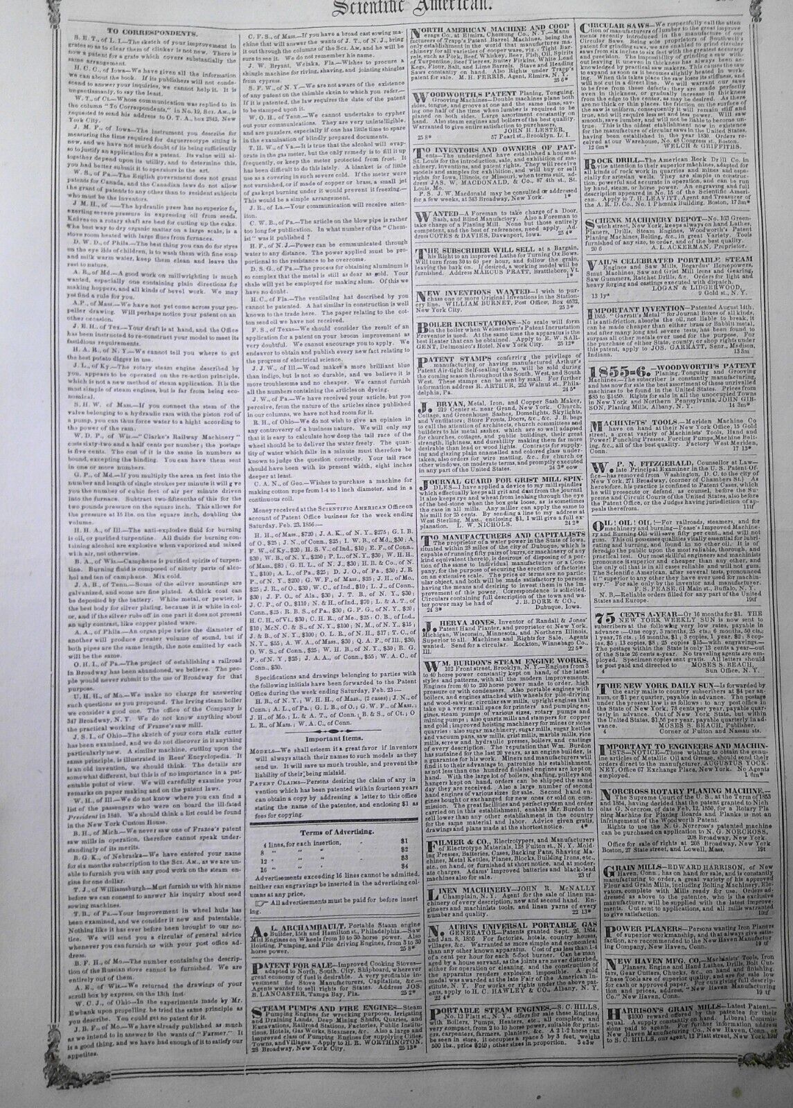 Scientific American, March 1, 1856. Bees and the honey; expelling rats, etc