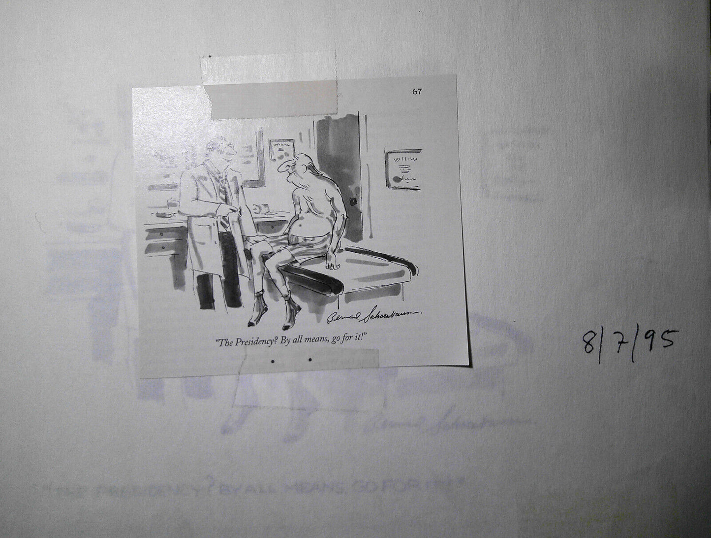 Original Bernard Schoenbaum cartoon art for The New Yorker, 1995