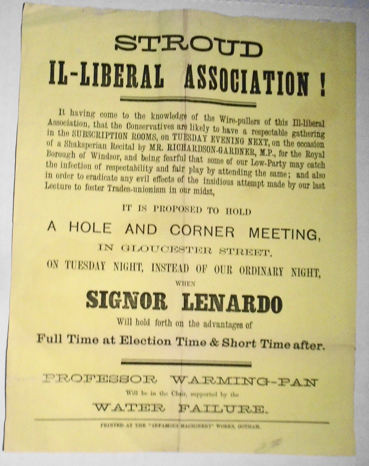 [UK Politics] Rare Stroud Il-liberal Association Broadside - late 1800s