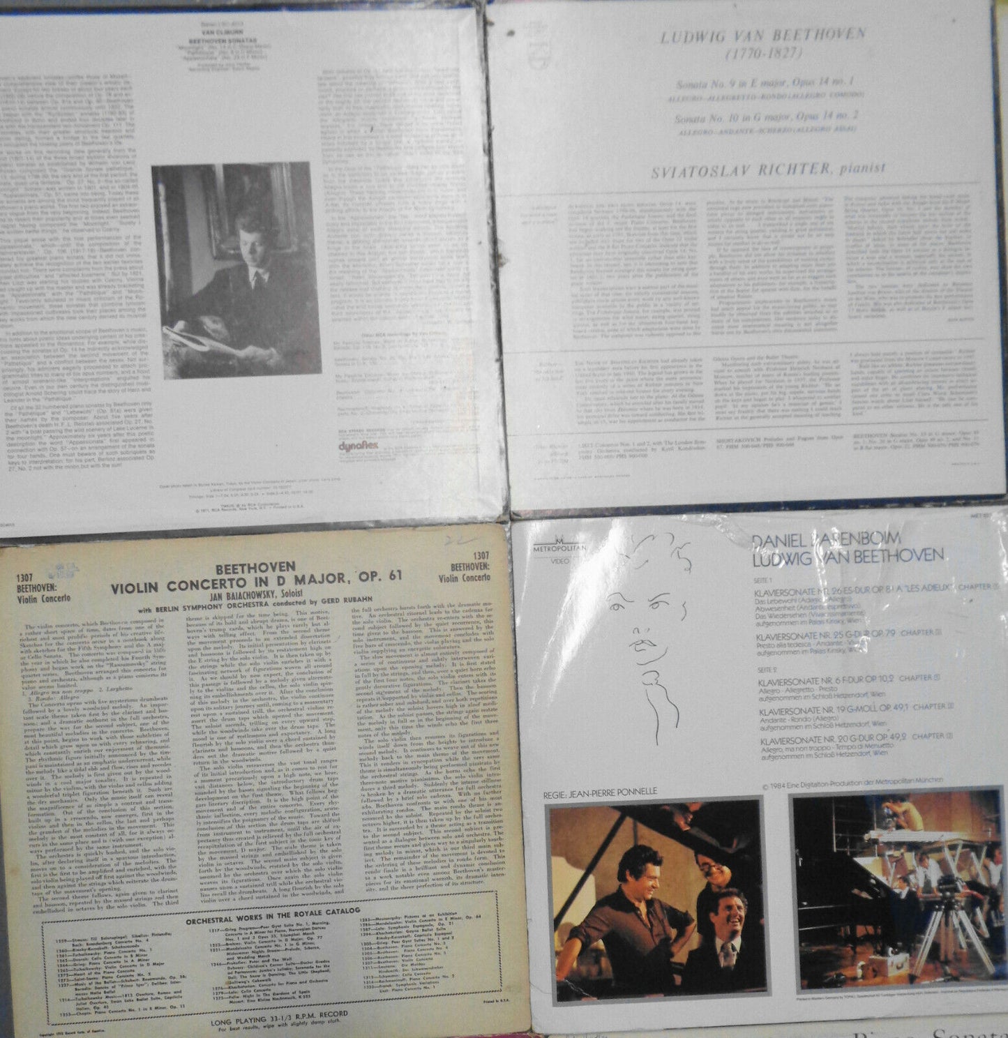 16 Beethoven LPs: Balachowski Richter Van Cliburn Schnabel Badura-skoda Brendel