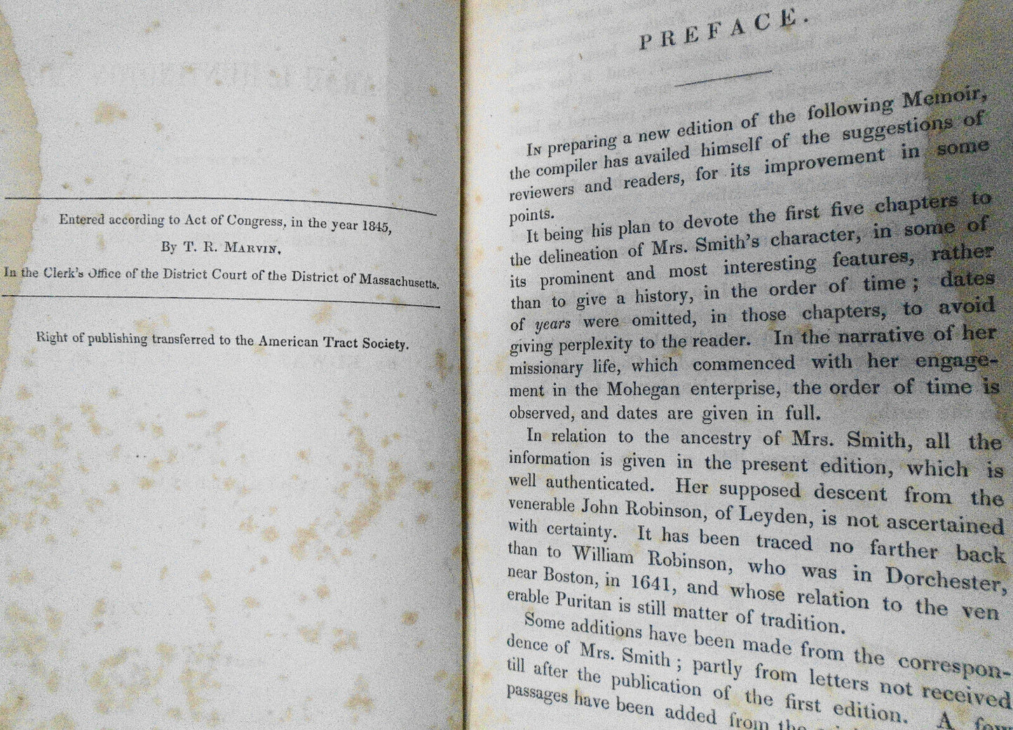 1845 Memoir of Mrs Sarah L Huntington Smith, by Edward William Hooker