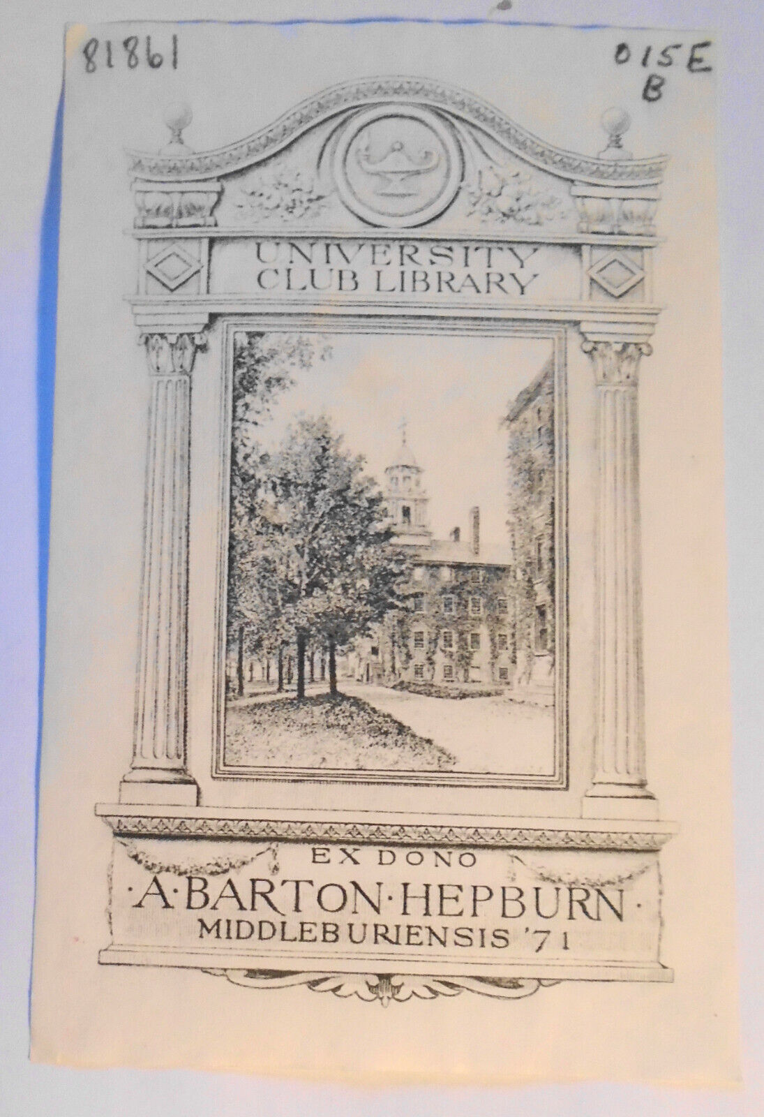 University Club Library Bookplate designed by Sidney Lawton Smith