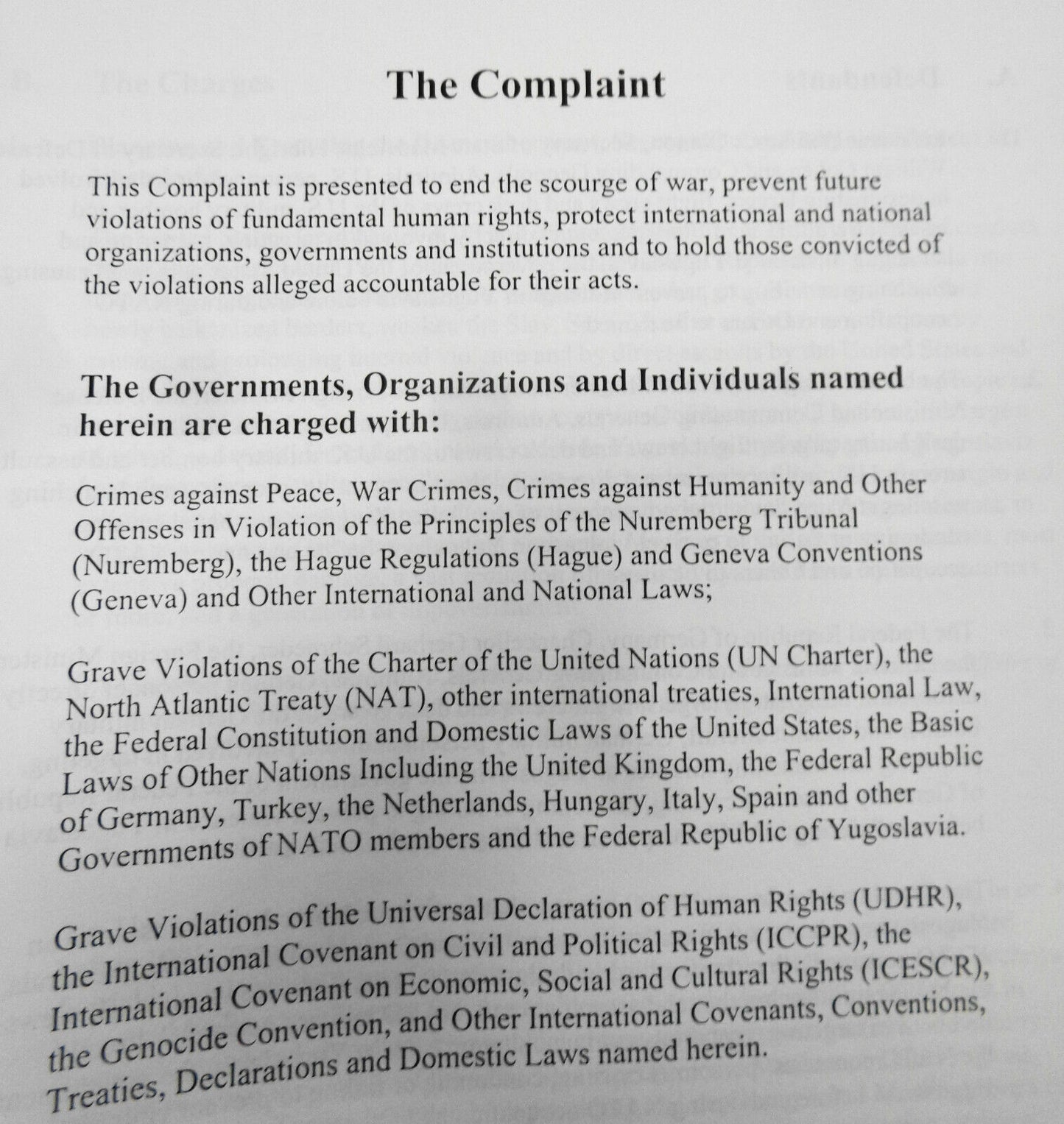 Independent Commission of Inquiry to Investigate US/NATO War Crimes.. Yugoslavia