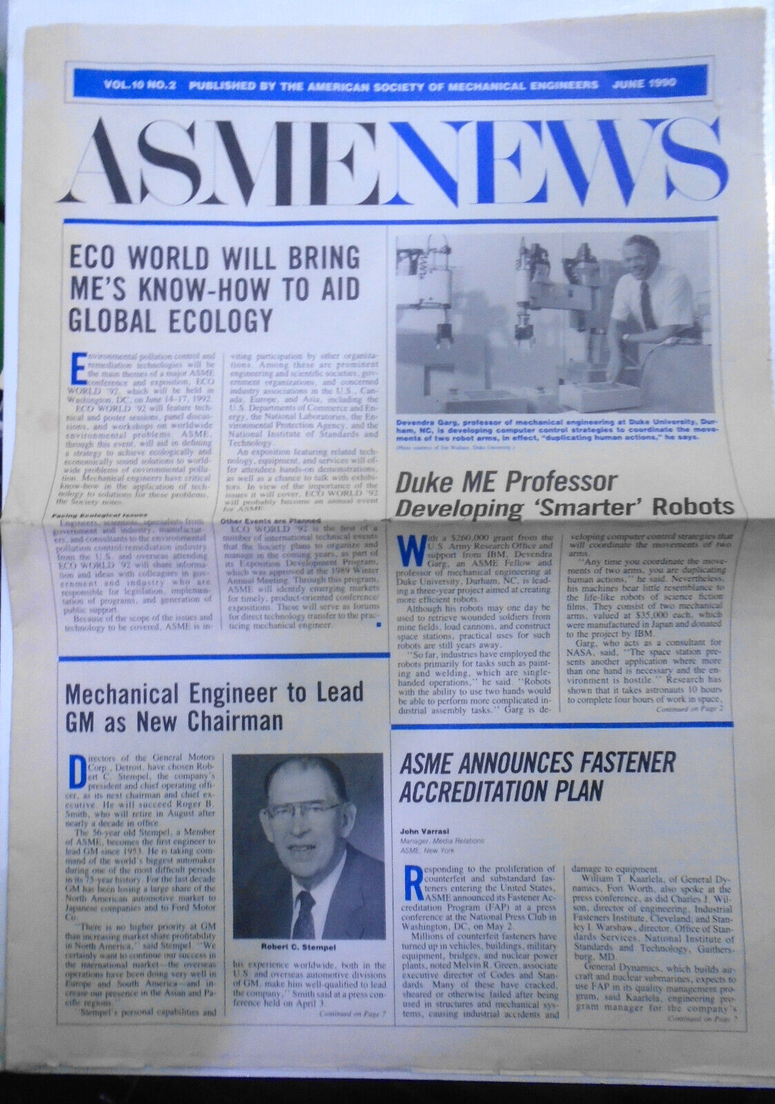 ASME News, June 1990 - By American Society of Mechanical Engineers
