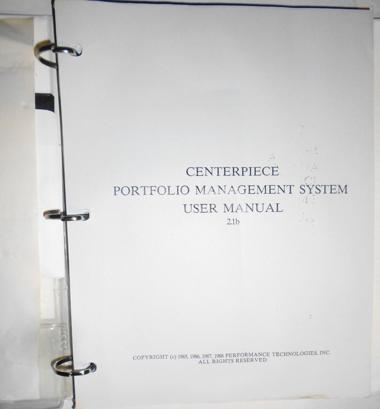 Centerpiece Portfolio Management Software - Trial Program - 1988, for IBM PCs