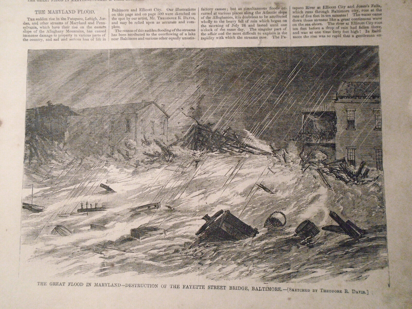 Harper's Weekly August 8, 1868 - Original - Maryland Flood; Polar Bear Hunt, etc