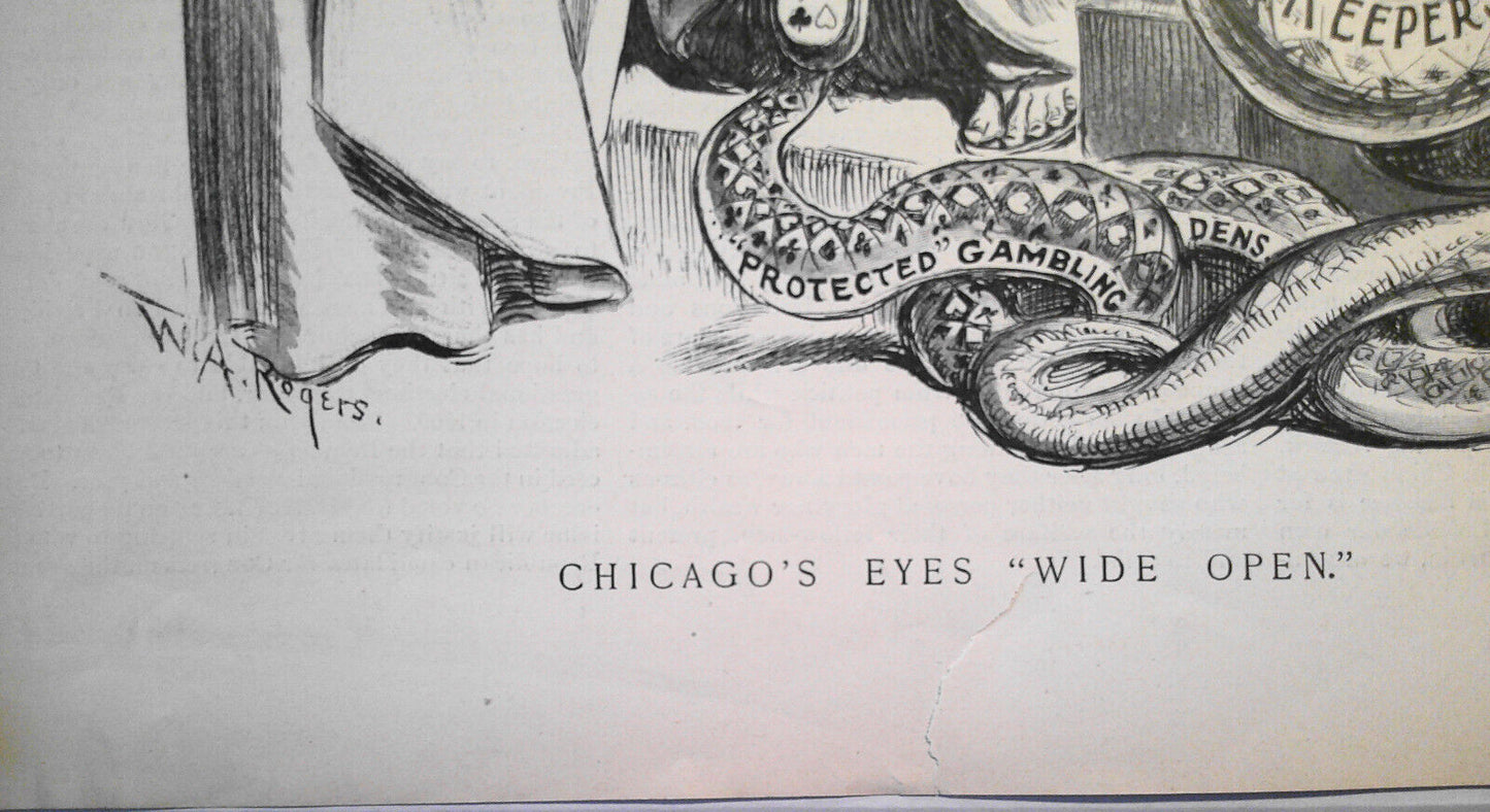 Chicago's Eyes Wide Open, by W. A. Rogers. Harper's Weekly, February 5, 1898