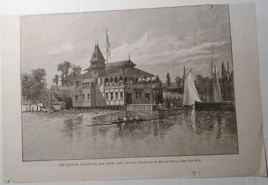 The Alcyone Boat House, Bay Ridge, Long Island - Harper's Weekly, 1881