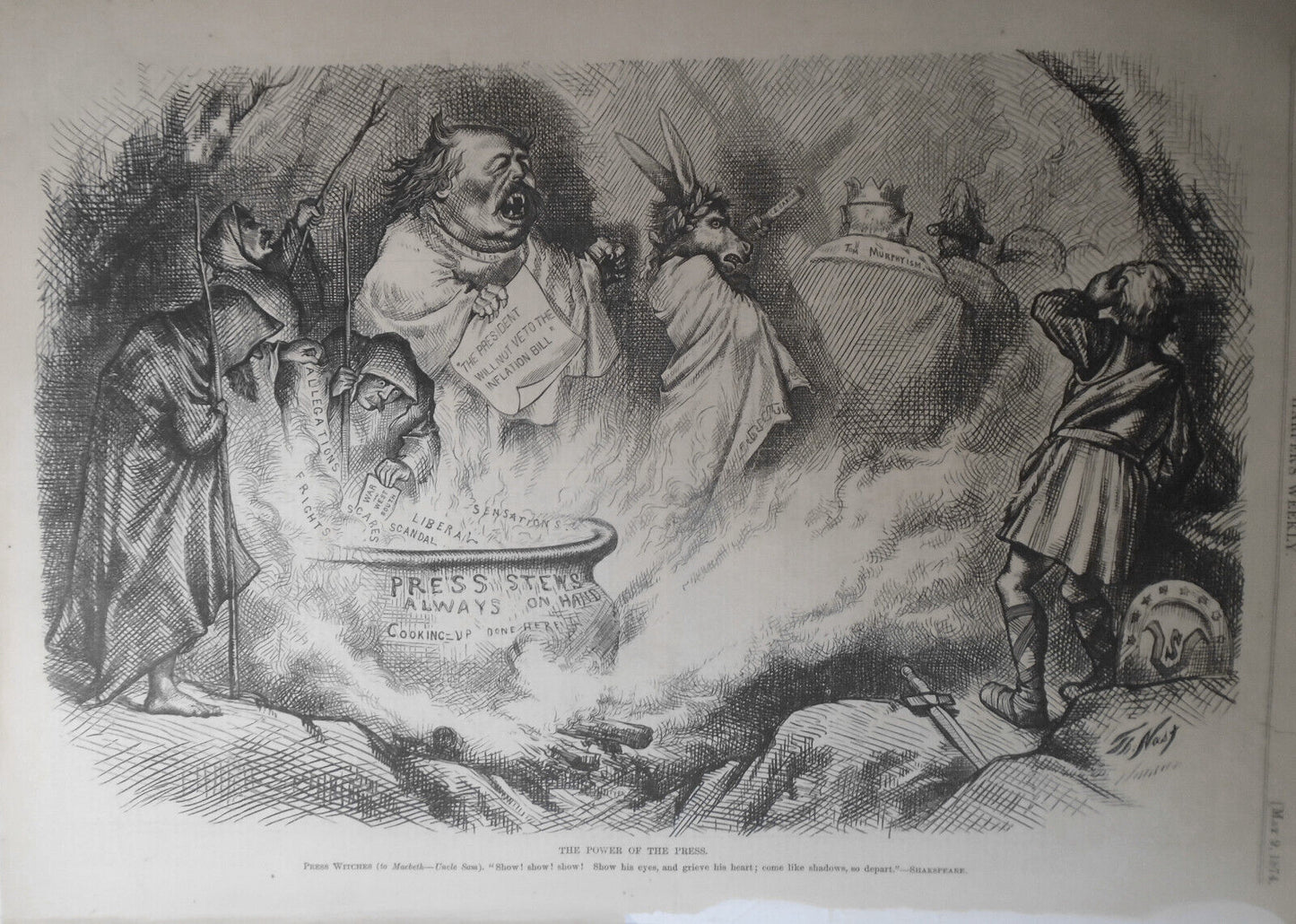 The Power of the Press, by Thomas Nast  - Harper's Weekly, 1874 Original cartoon